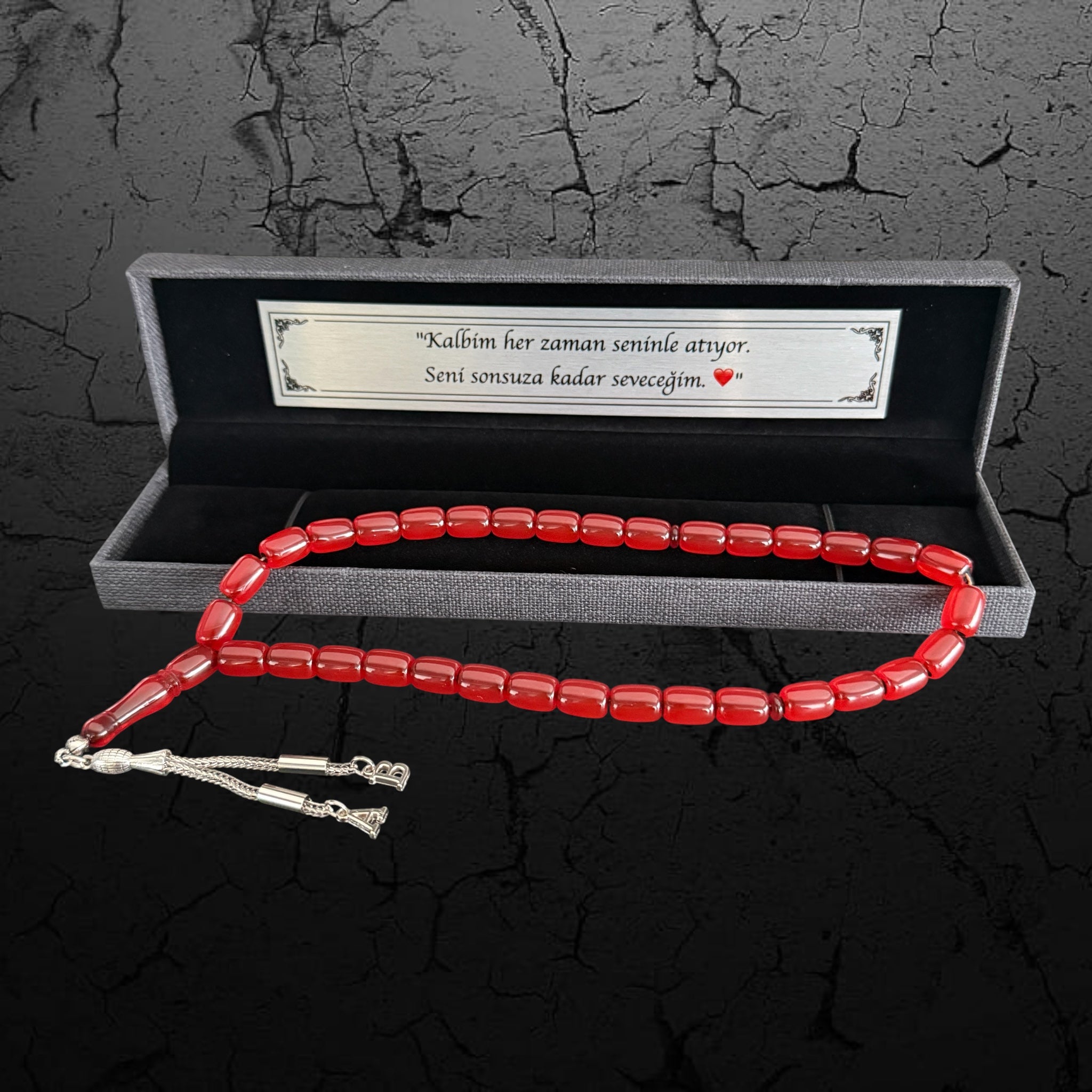 Personalisierte rote Gebetskette mit Geschenkbox