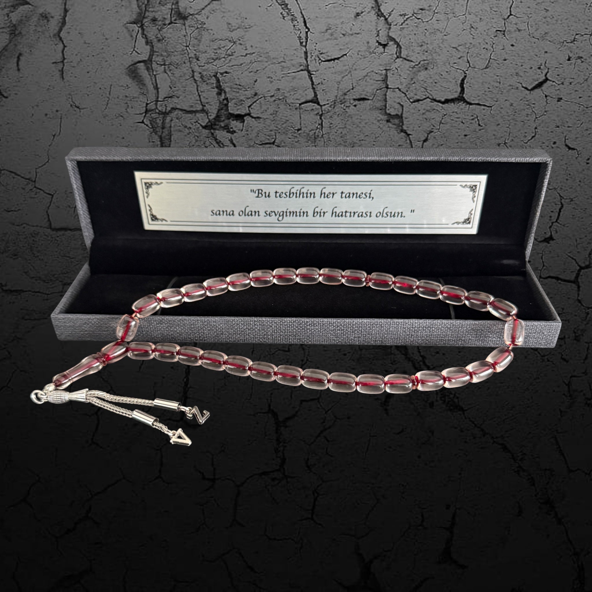 Personalisierte Gebetskette Transparent Rot