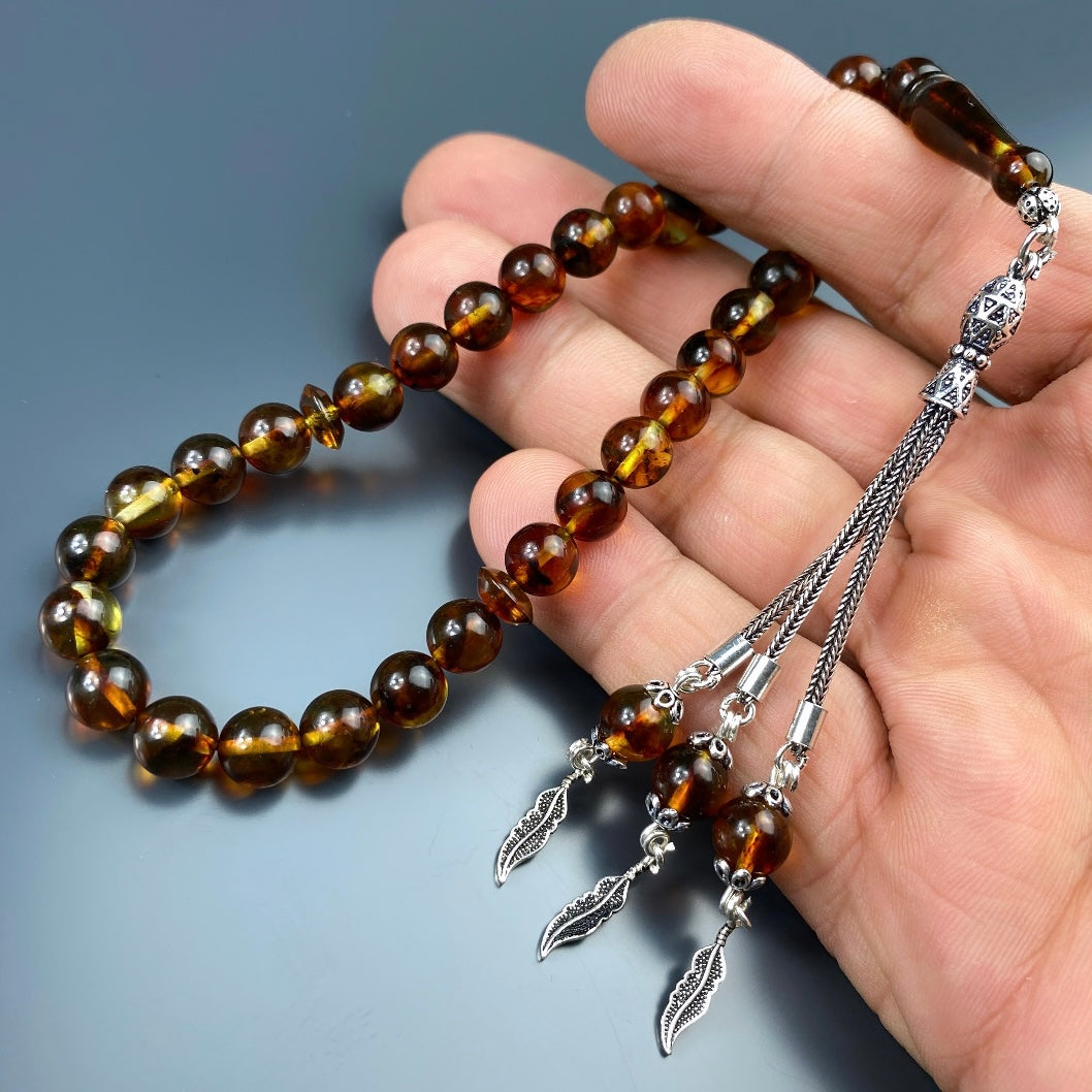 Kehribar Tesbih Feder Logo 925 Silber