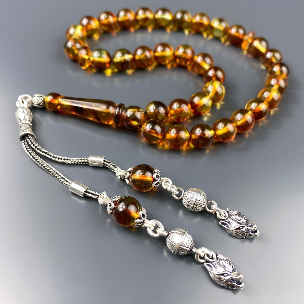 Kehribar Tesbih Kurt Logo 925 Silber