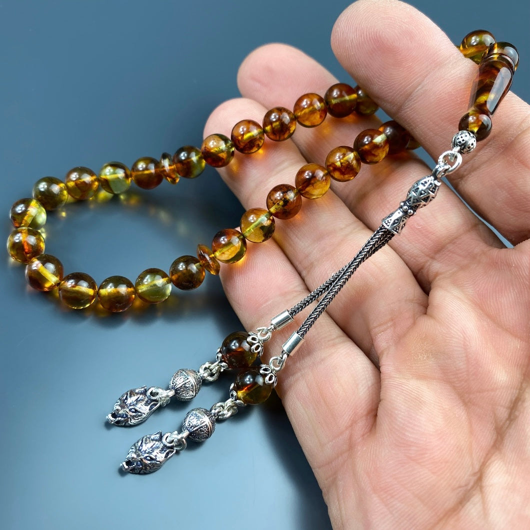 Kehribar Tesbih Kurt Logo 925 Silber