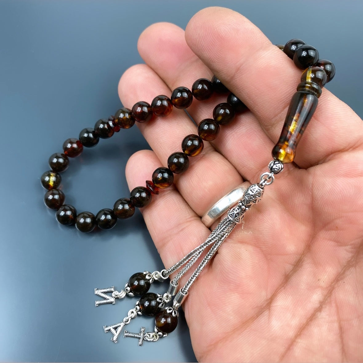 Kehribar Tesbih Gebetskette Perlenkette Männerschmuck Tesbih mit Namen personalisiert namaz tesbih