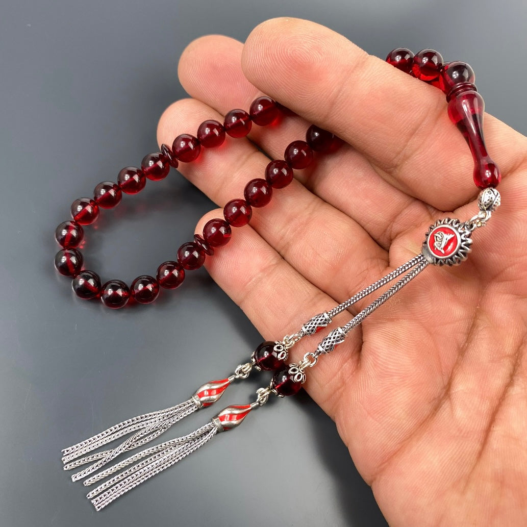 Kehribar Tesbih Rot Özel Püskül Tugra Logo
