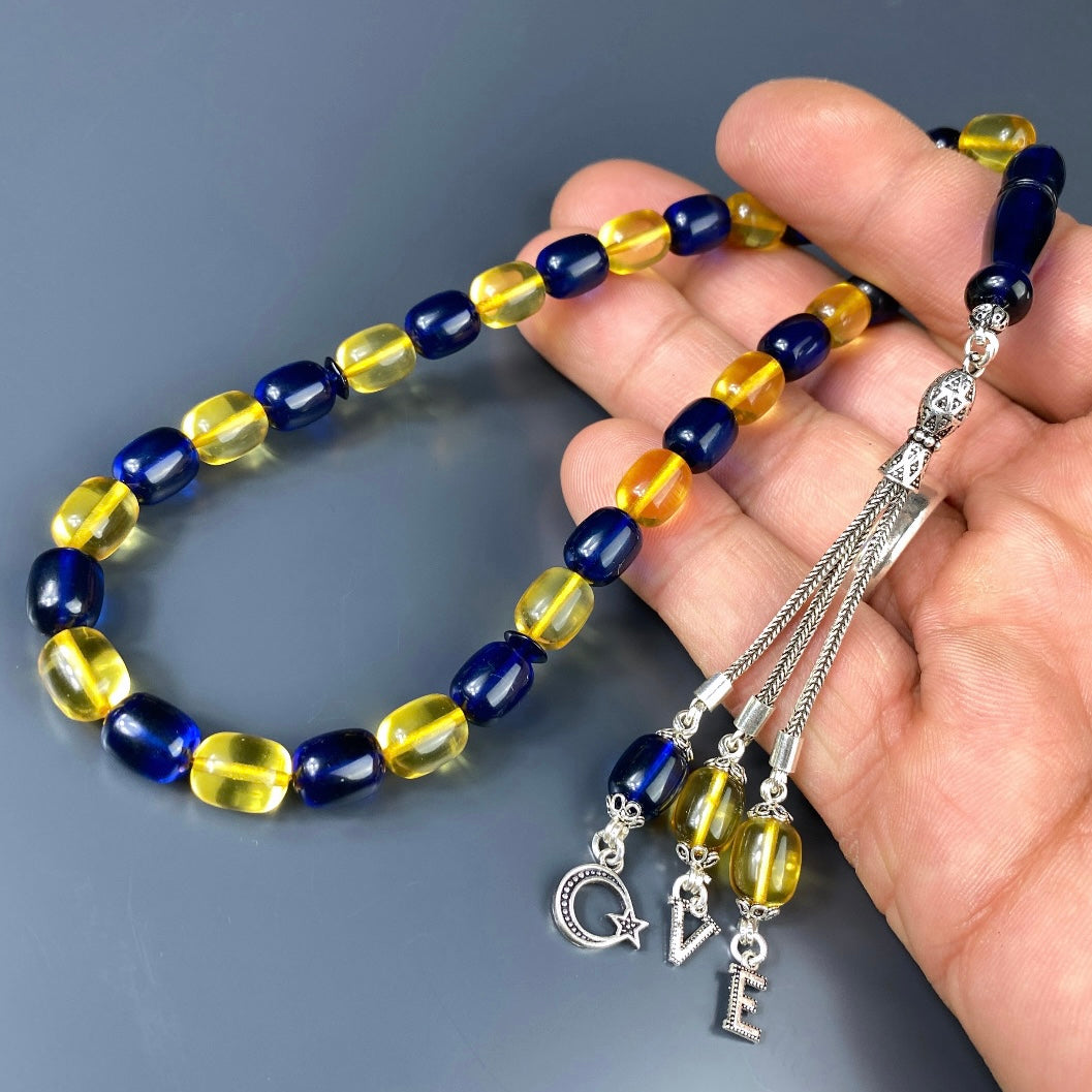 Kehribar Tesbih Taraftar FB Kapsül Kesim 2 Harf & Logo 925 Silver LIMITIERT