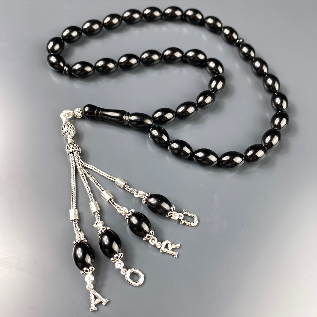 Tesbih Kehribar SIKMA Black - 4 Buchstaben 925 Silber