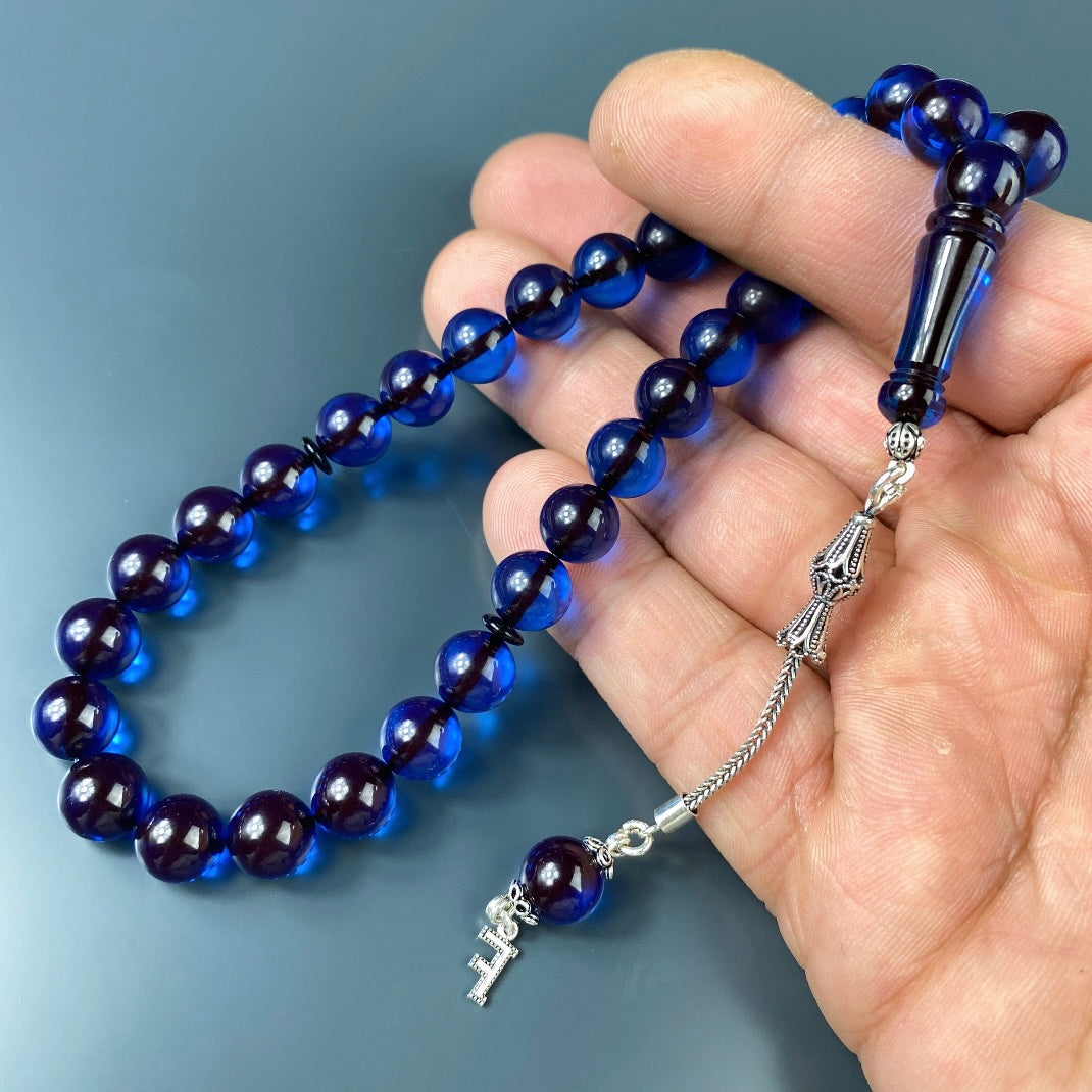 Tesbih Kehribar SIKMA Blau - 1 Buchstaben 925 Silber