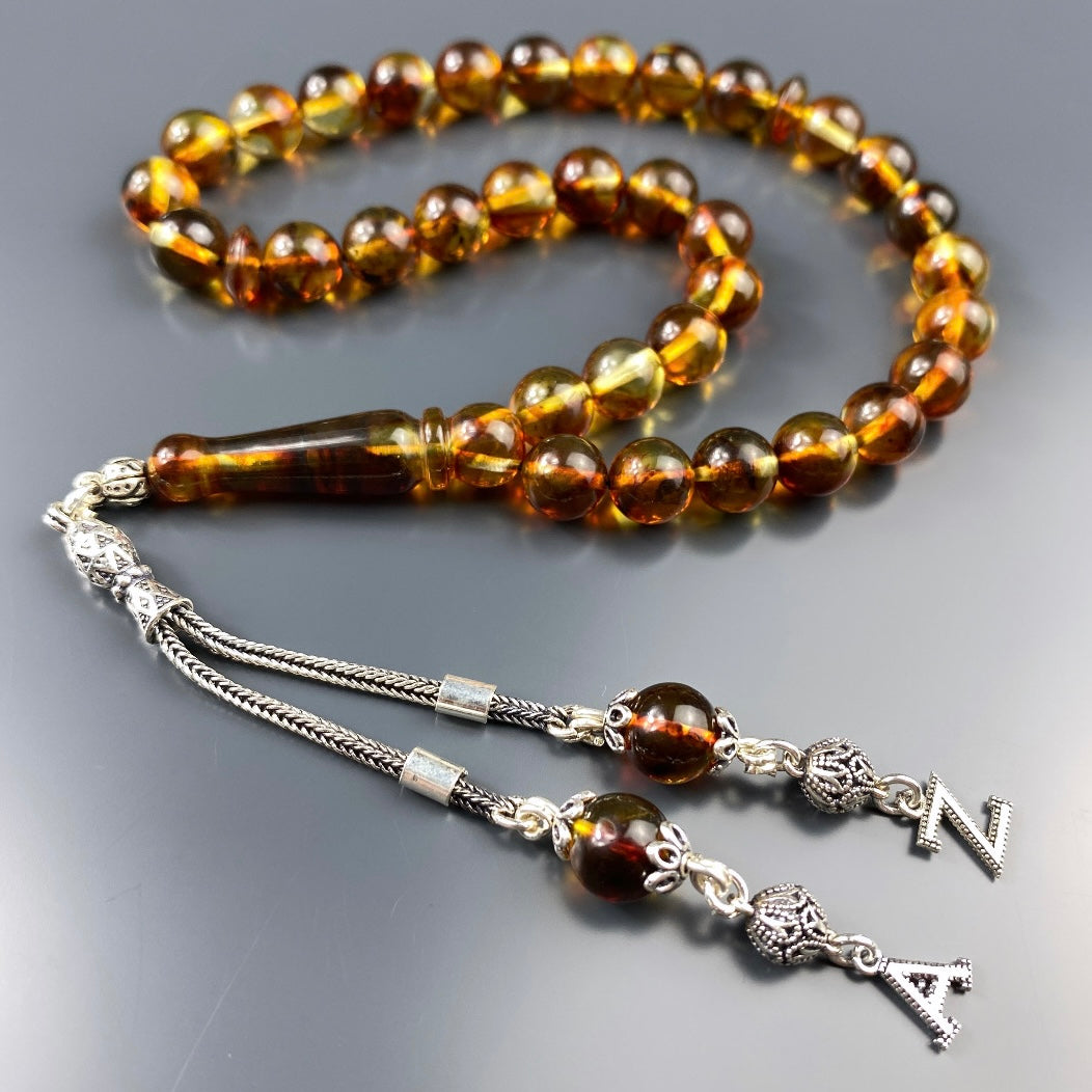 Kehribar Tesbih Bilek Boy 2 Buchstaben 925 Silber