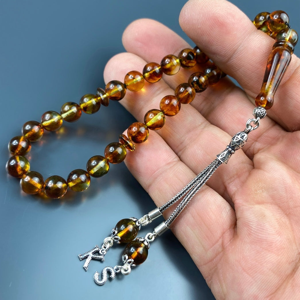 Kehribar Tesbih 2 Buchstaben 925 Silber