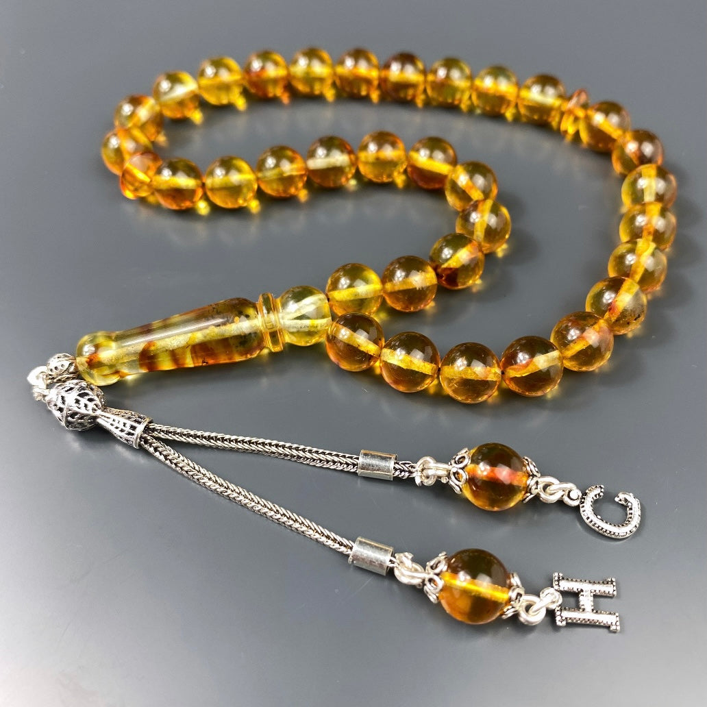 Kehribar Tesbih Gelb 925 Silber - 2 Harf