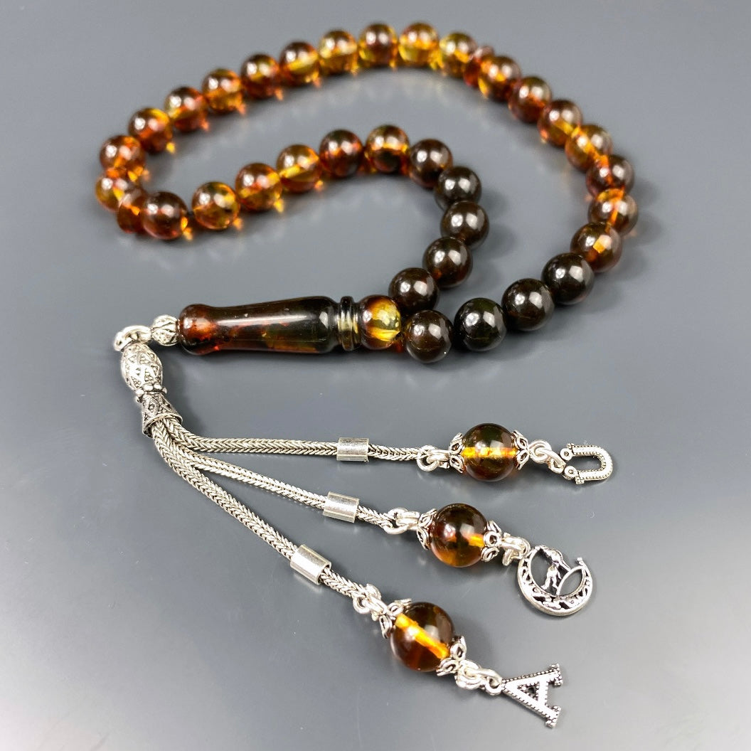 Kehribar Tesbih 925 Silber - 2 Harf Kurt Logo