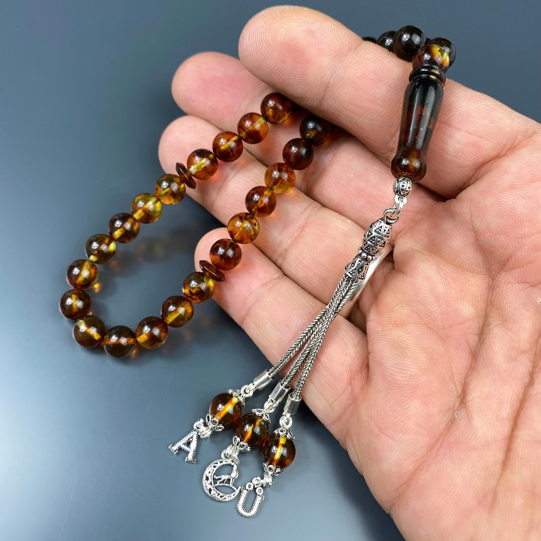 Kehribar Tesbih 925 Silber - 2 Harf Kurt Logo