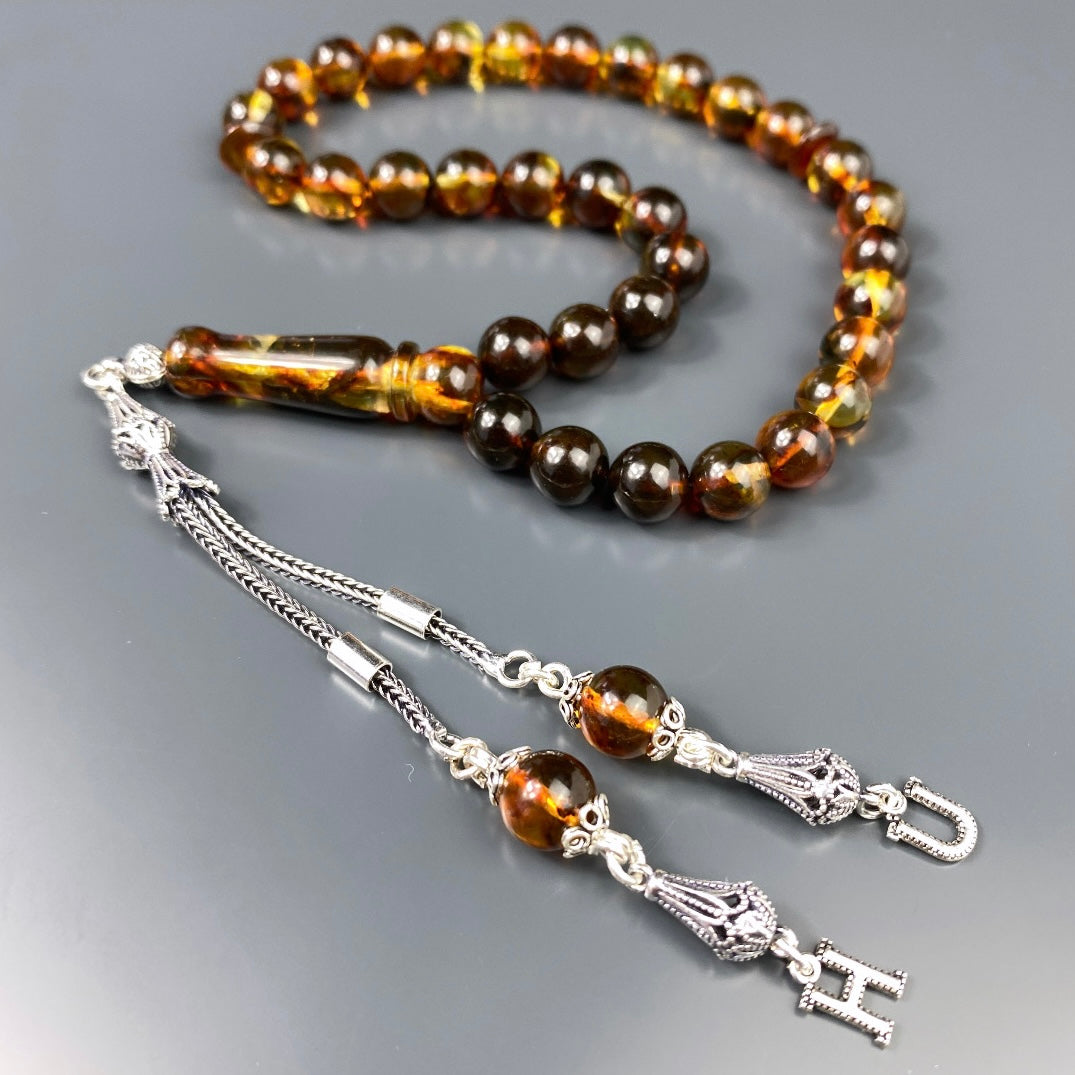 Kehribar Tesbih 925 Silber - 2 Harf Püskül