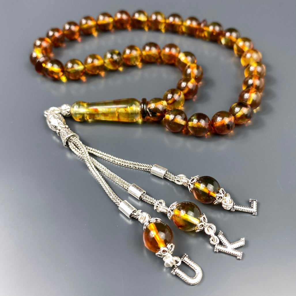 Kehribar Tesbih 925 Silber - 3 Harf Püskül
