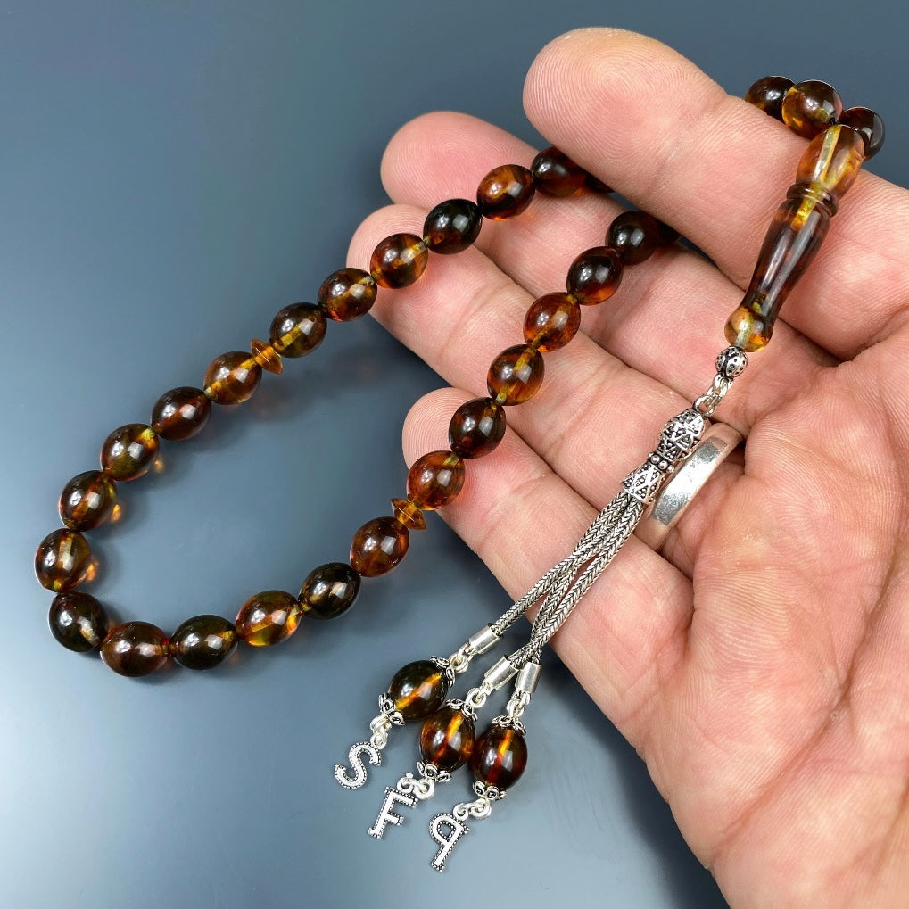 Kehribar Tesbih 925 Silber - 3 Harf Püskül