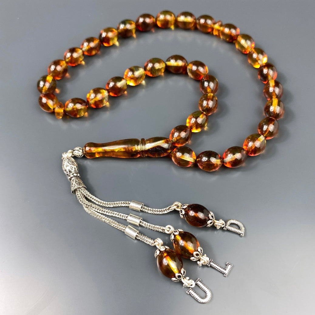 Kehribar Tesbih 925 Silber - 3 Harf Püskül