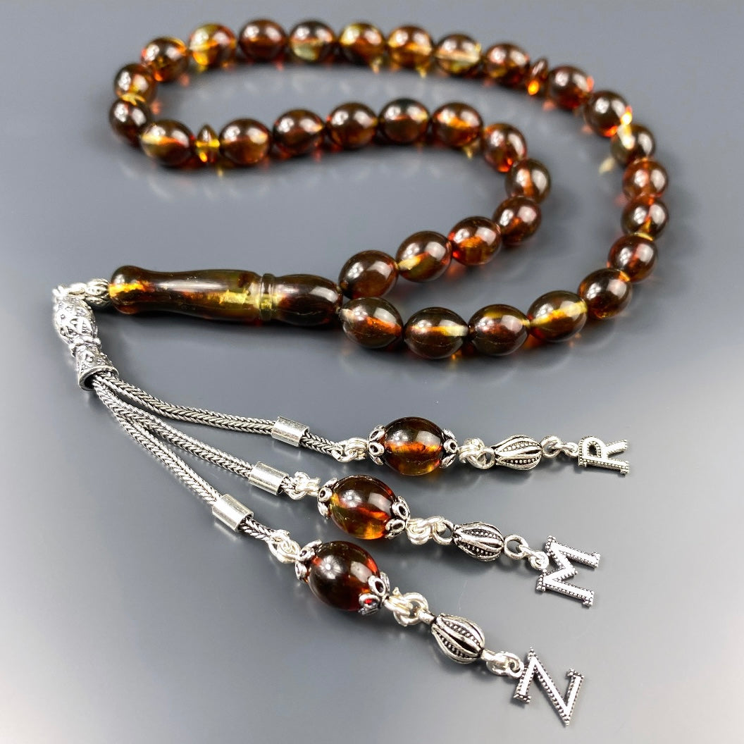 Kehribar Tesbih Beyzi 3 Buchstaben 925 Silber