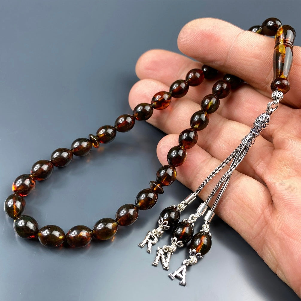 Kehribar Tesbih Beyzi 3 Buchstaben 925 Silber