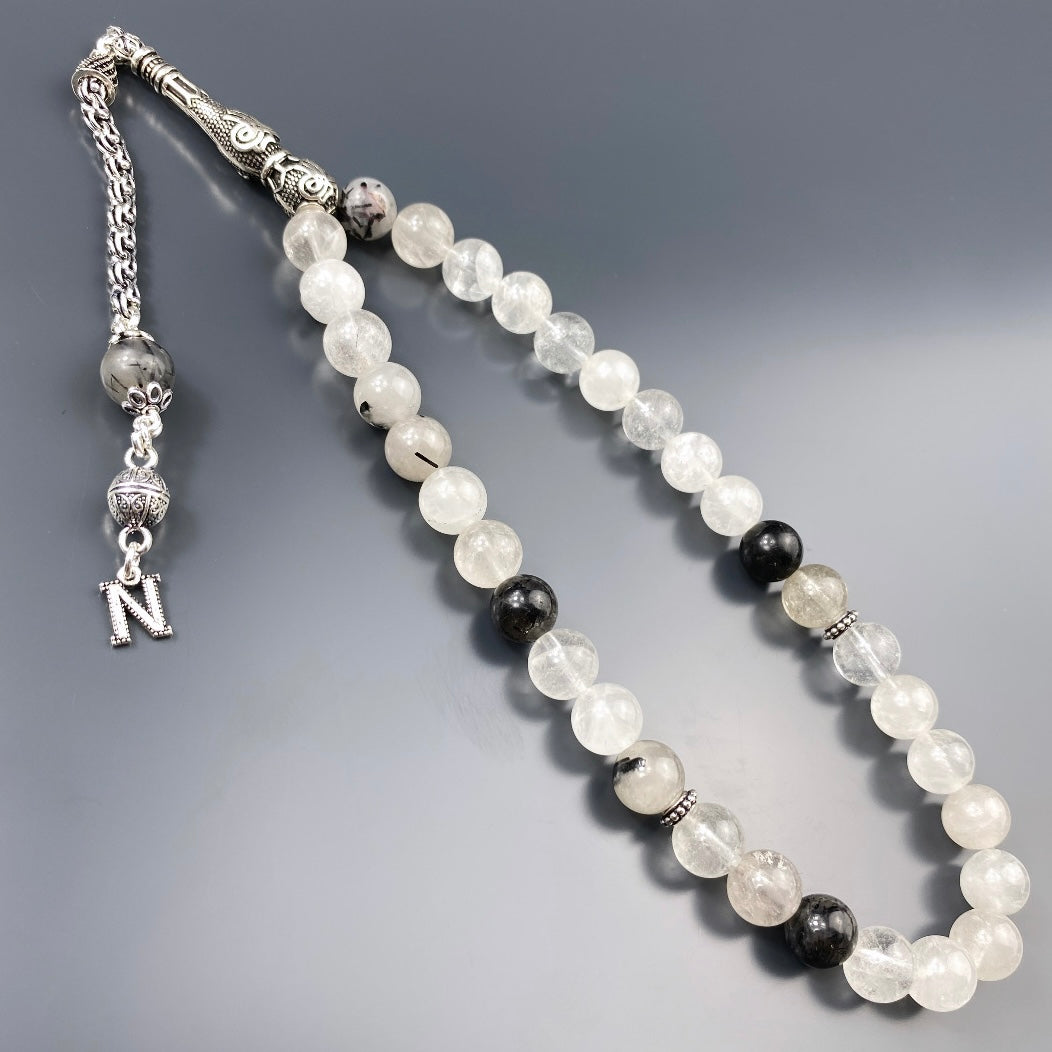 Tesbih Quarz 1 Buchstaben personalisiert 925 Silber