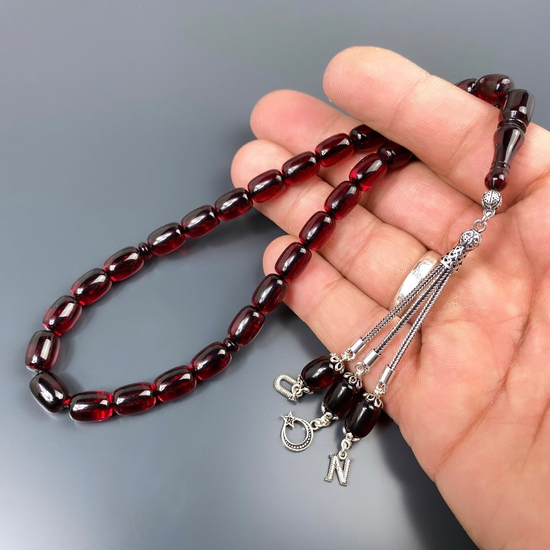 Tesbih SIKMA Kehribar 925 Silber personalisiert mit Logo