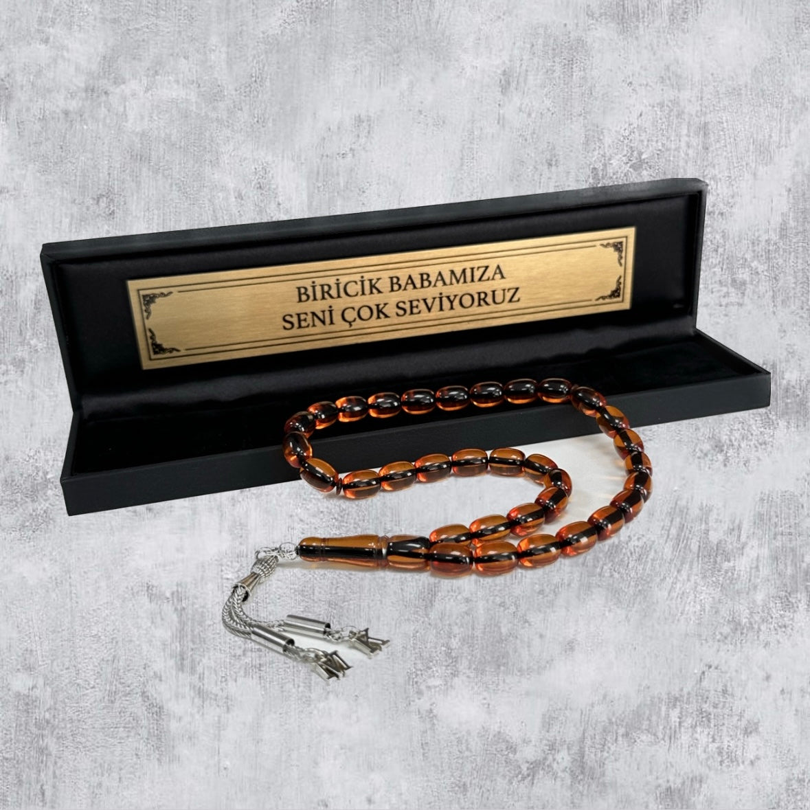Tesbih Ates SIKMA Kehribar mit Black Box personalisiert No.10