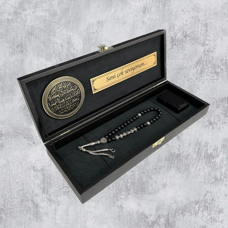 Tesbih / Gebetskette Geschenkset Black Nazar Dua Ayet -  klein Logo