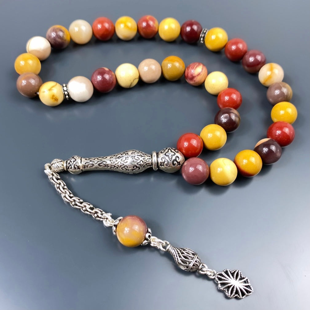 Tesbih Jasper Dogaltas 10mm Perlen Gebetskette 925 Silber
