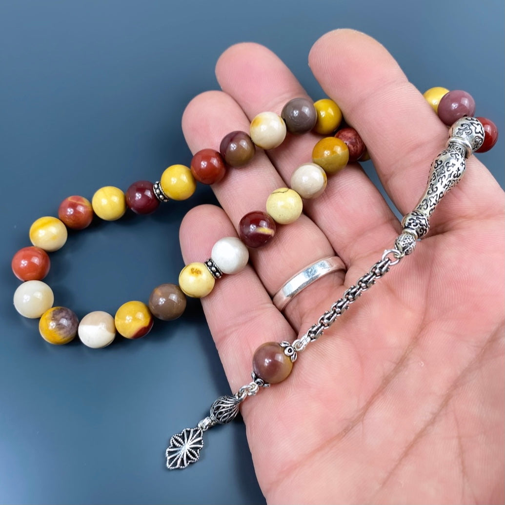Tesbih Jasper Dogaltas 10mm Perlen Gebetskette 925 Silber