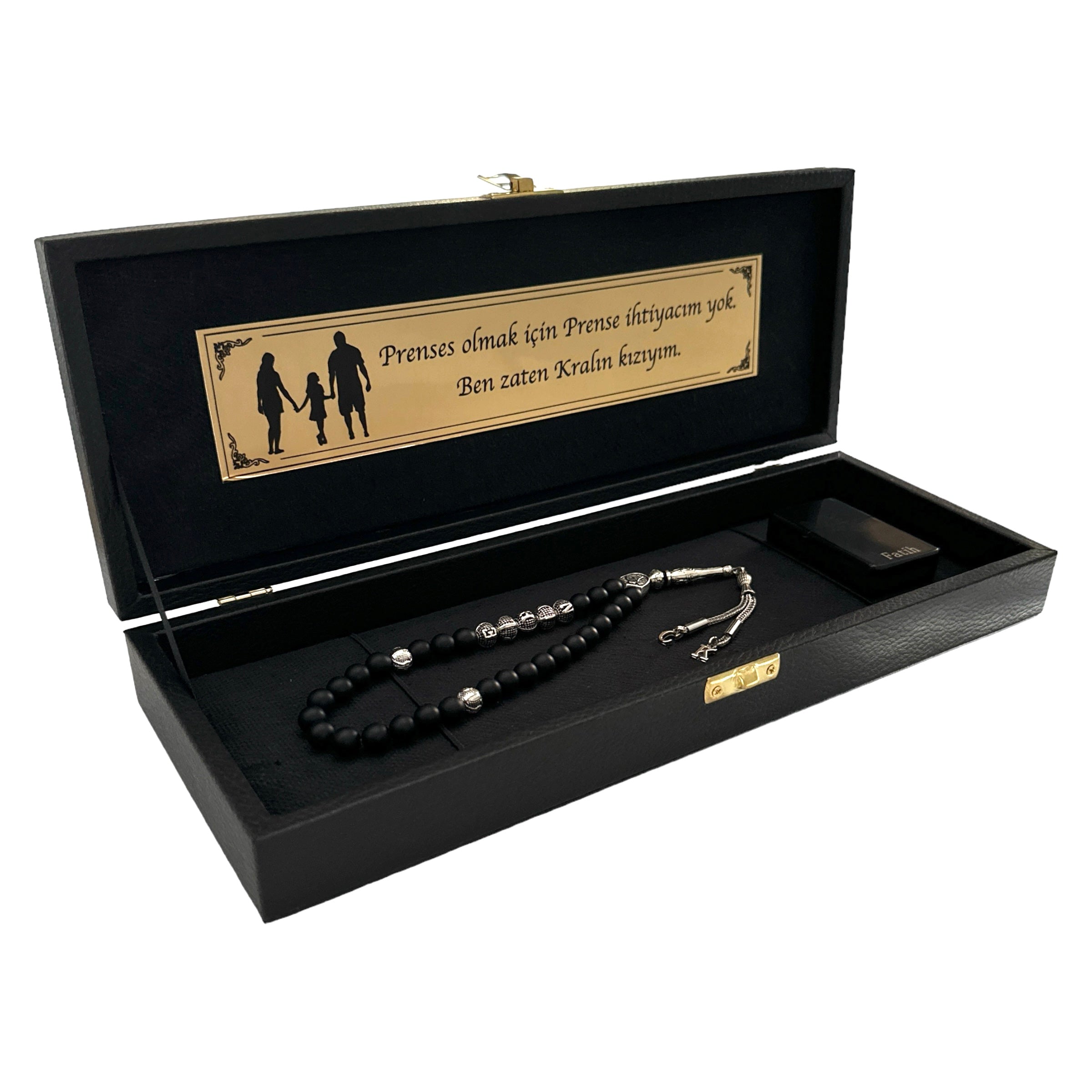 Tesbih mit Namen und Geschenkbox personalisiert mit einem Wunschtext Geschenk etui islamische geschenke perlenkette männerschmuck 