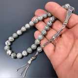 Tesbih Jasper Naturstein 10mm Perlen Gebetskette 925 Silber
