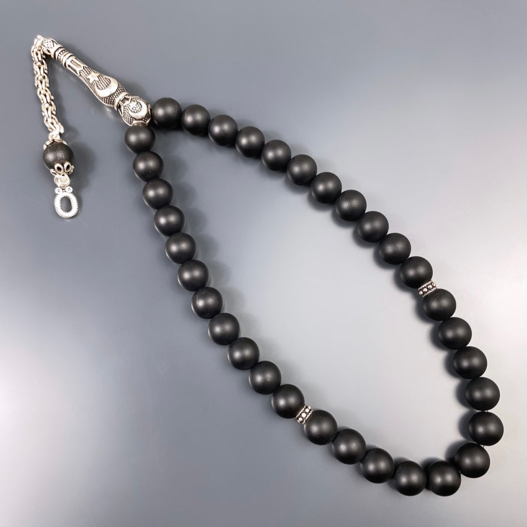 Tesbih Ay Yildiz Logo Onyx 925 Silber