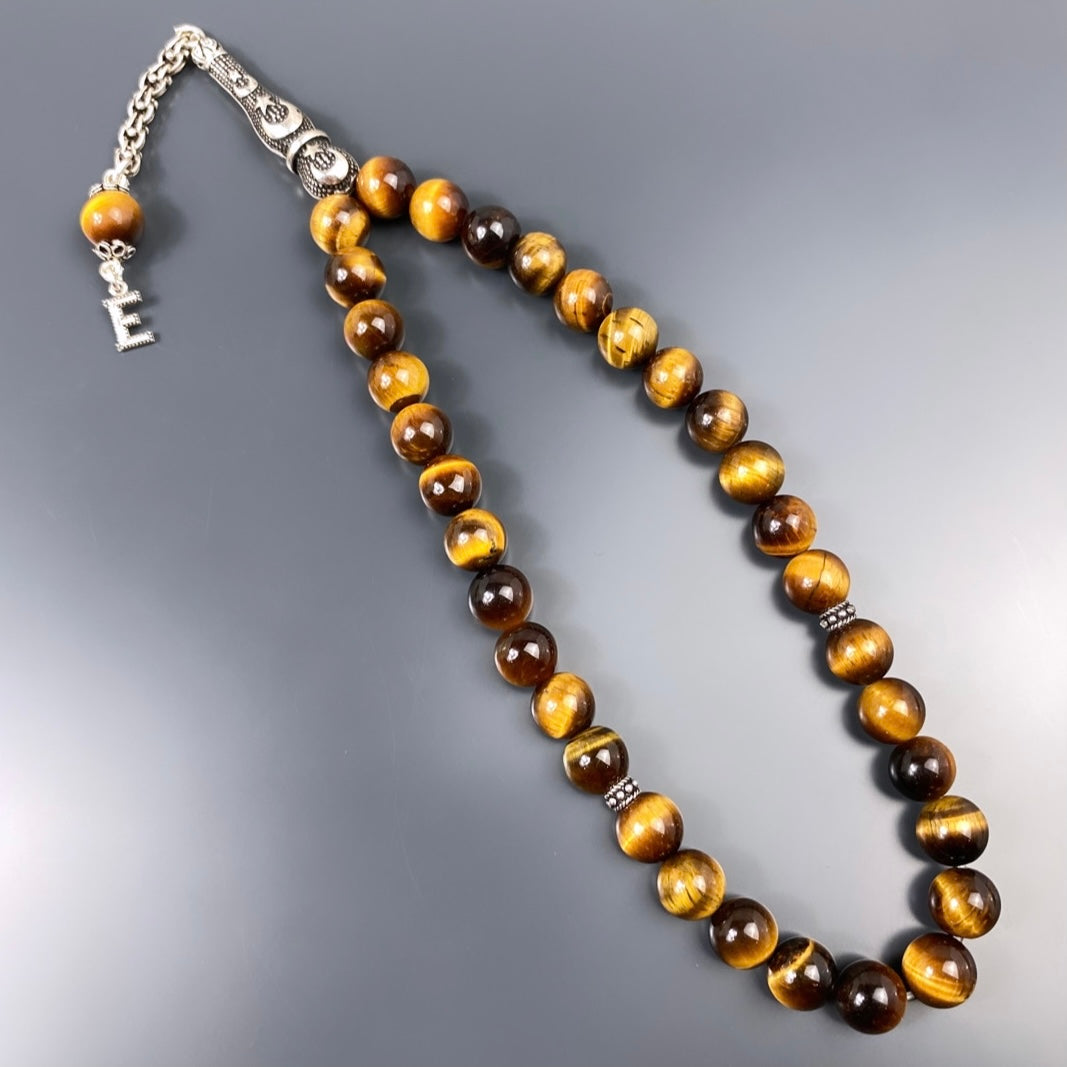 Tesbih Ay Yildiz Logo Tigerauge 925 Silber