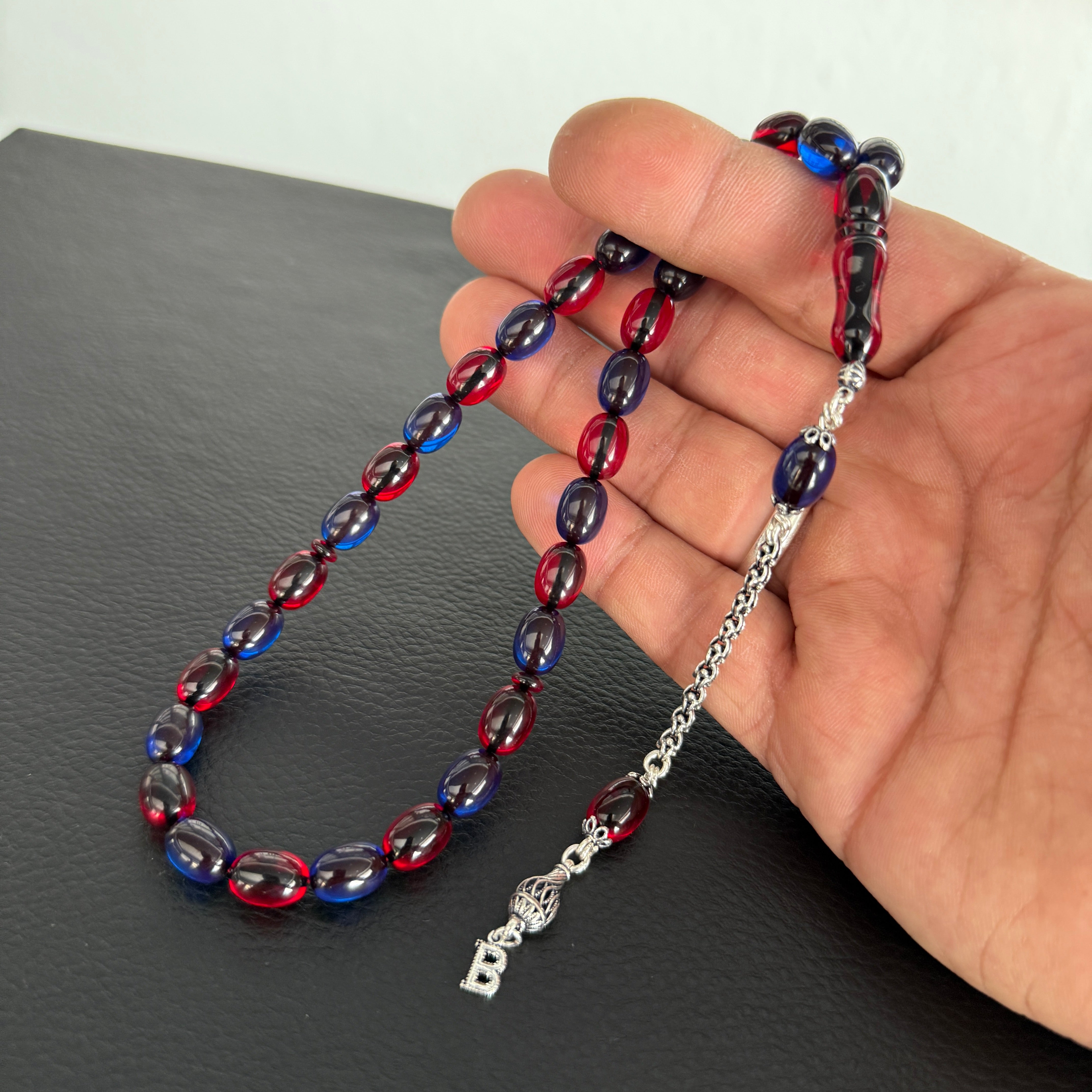Kehribar Tesbih Sıkma 925 Silber TS Taraftar 1 Buchstaben mit Feuerzeug und Geschenkbox