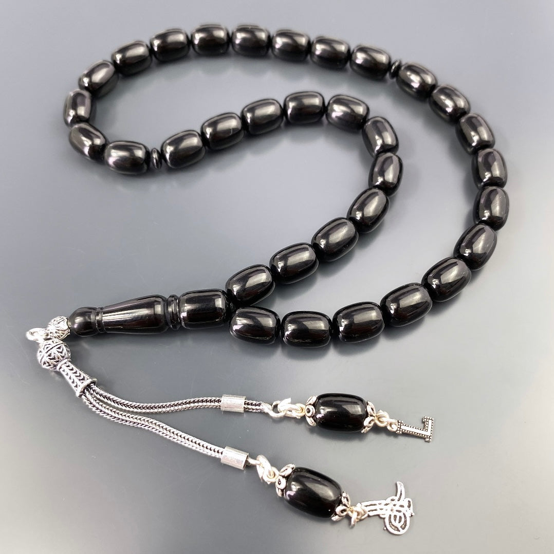 Tesbih Kehribar SIKMA Logo & Buchstabe 925 Silver