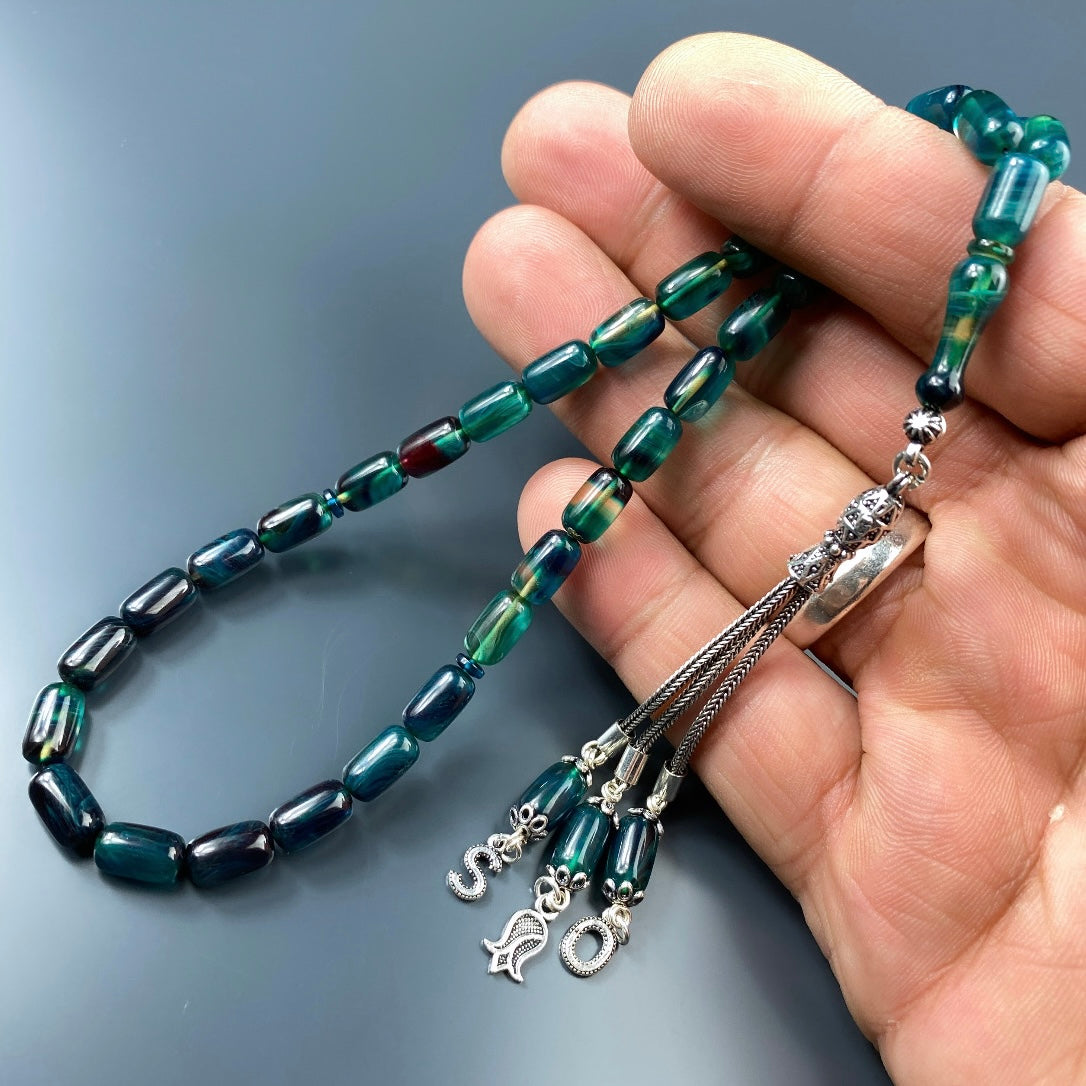 SIKMA Kehribar Tesbih 2 Buchstaben & Logo mit Holzbox weiss Hochglanz LIMITED Edition