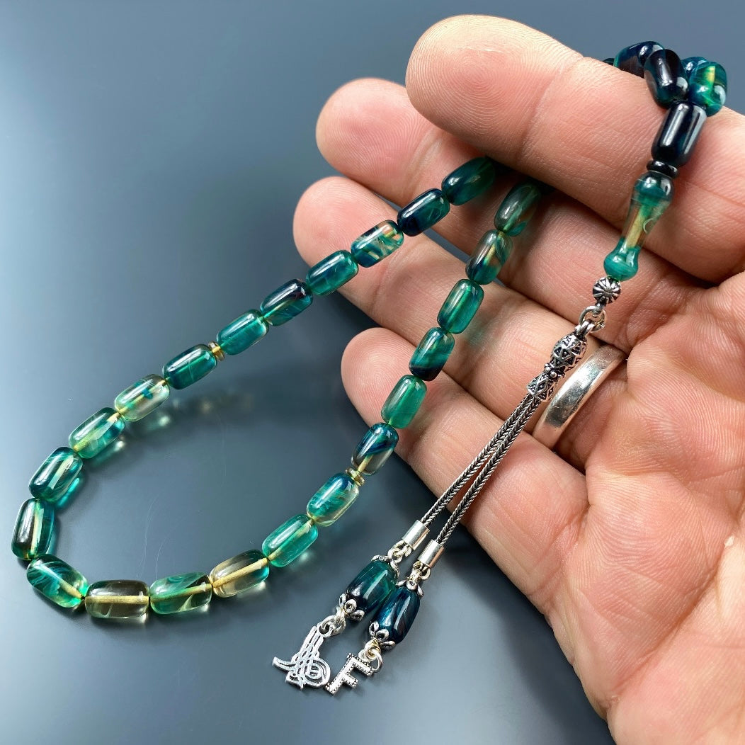 SIKMA Kehribar Tesbih 1 Buchstaben & Logo mit Holzbox weiss Hochglanz LIMITED Edition