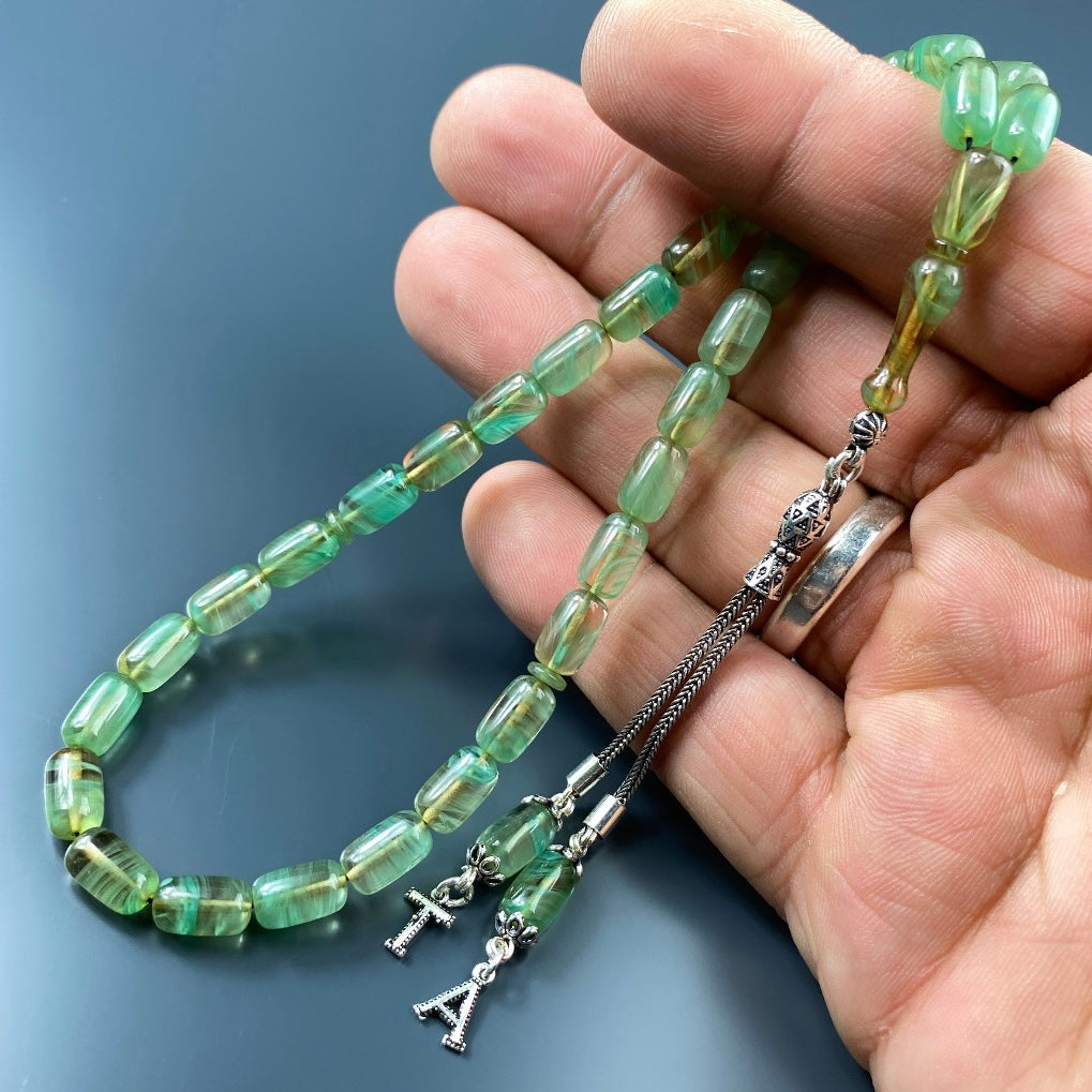 SIKMA Kehribar Tesbih 2 Buchstaben mit Holzbox weiss Hochglanz LIMITED Edition