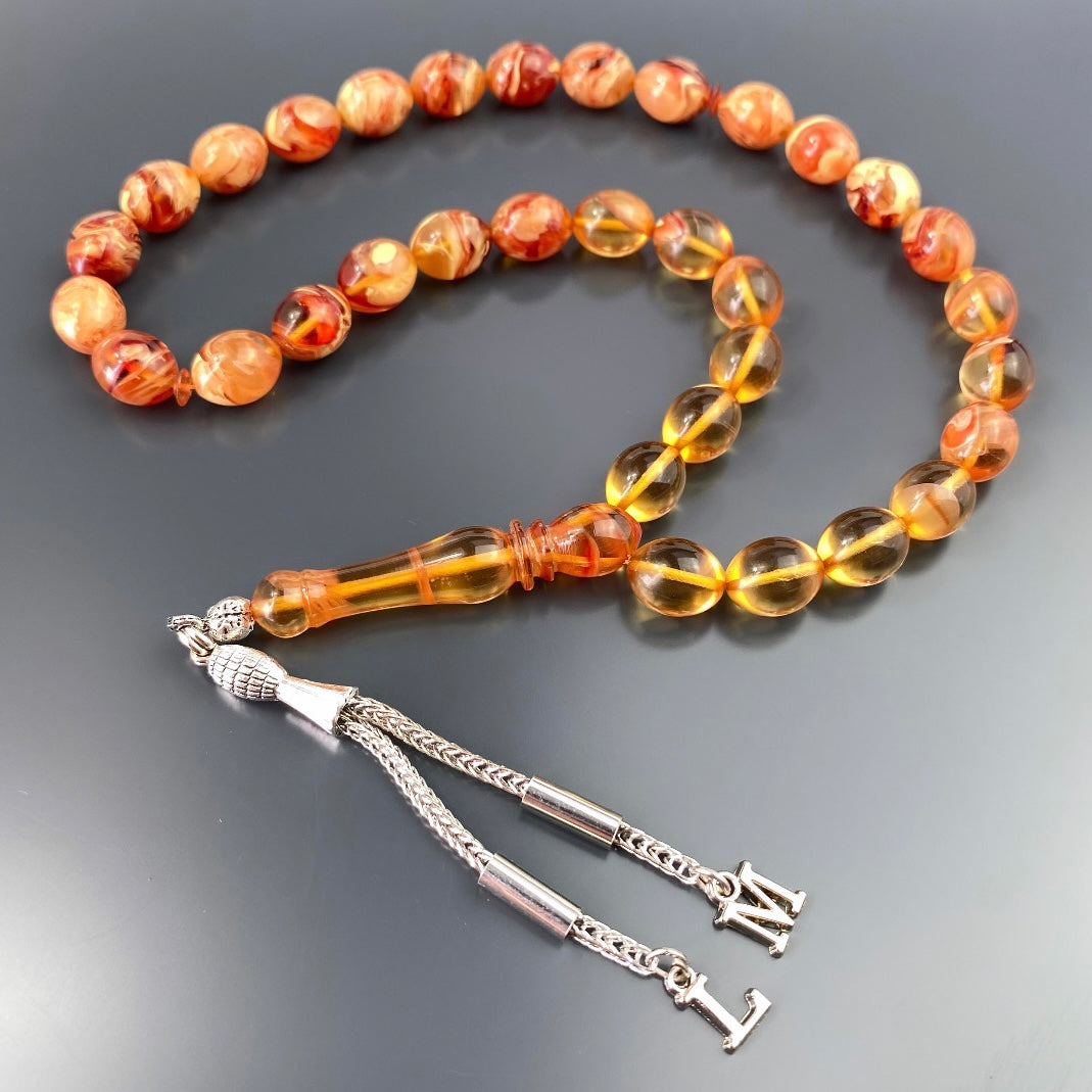 kehribar Tesbih Gebetskette in Hand Form Farblick islam bernstein geschenke für männer kette personalisiert mit Buchstaben für geschenk mann