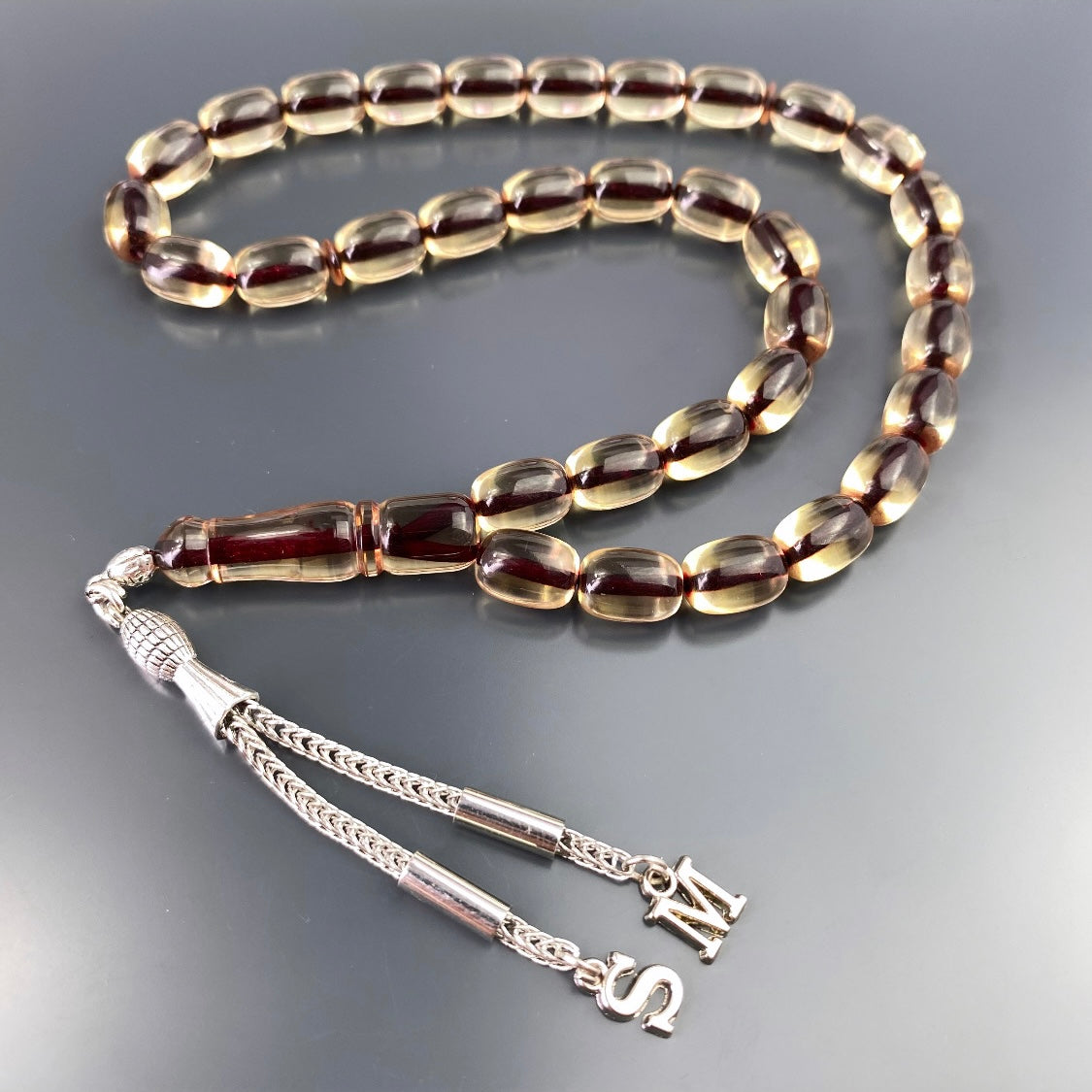 kehribar Tesbih Gebetskette Farblick islam bernstein geschenke für männer kette personalisiert mit Buchstaben für geschenk mann