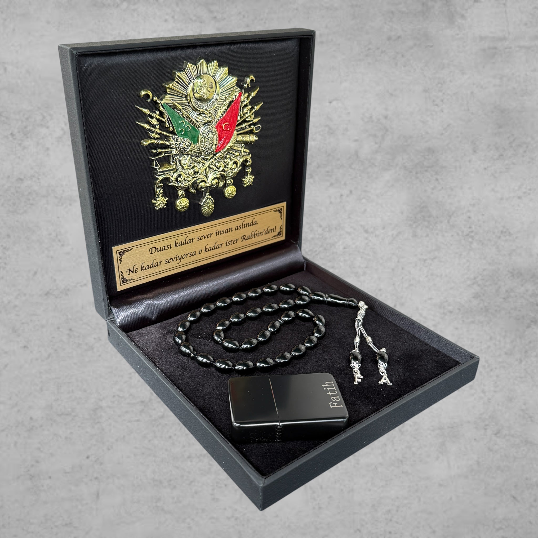 Kehribar Tesbih SIKMA Black Beyzi 925 Silber – Osmanli Geschenkbox 4eckig
