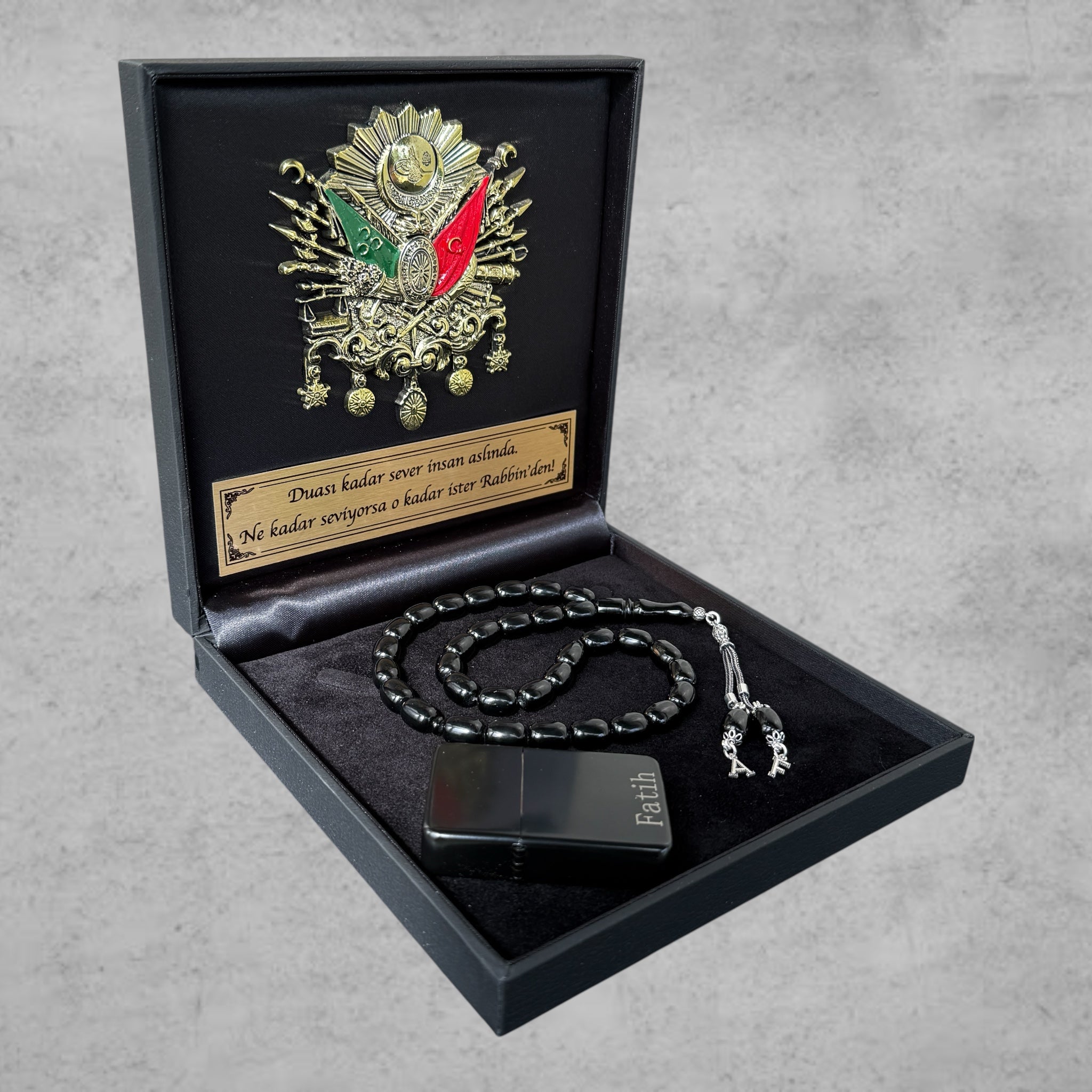 Kehribar Tesbih SIKMA Black Kapsül 925 Silber – Osmanli Geschenkbox 4eckig
