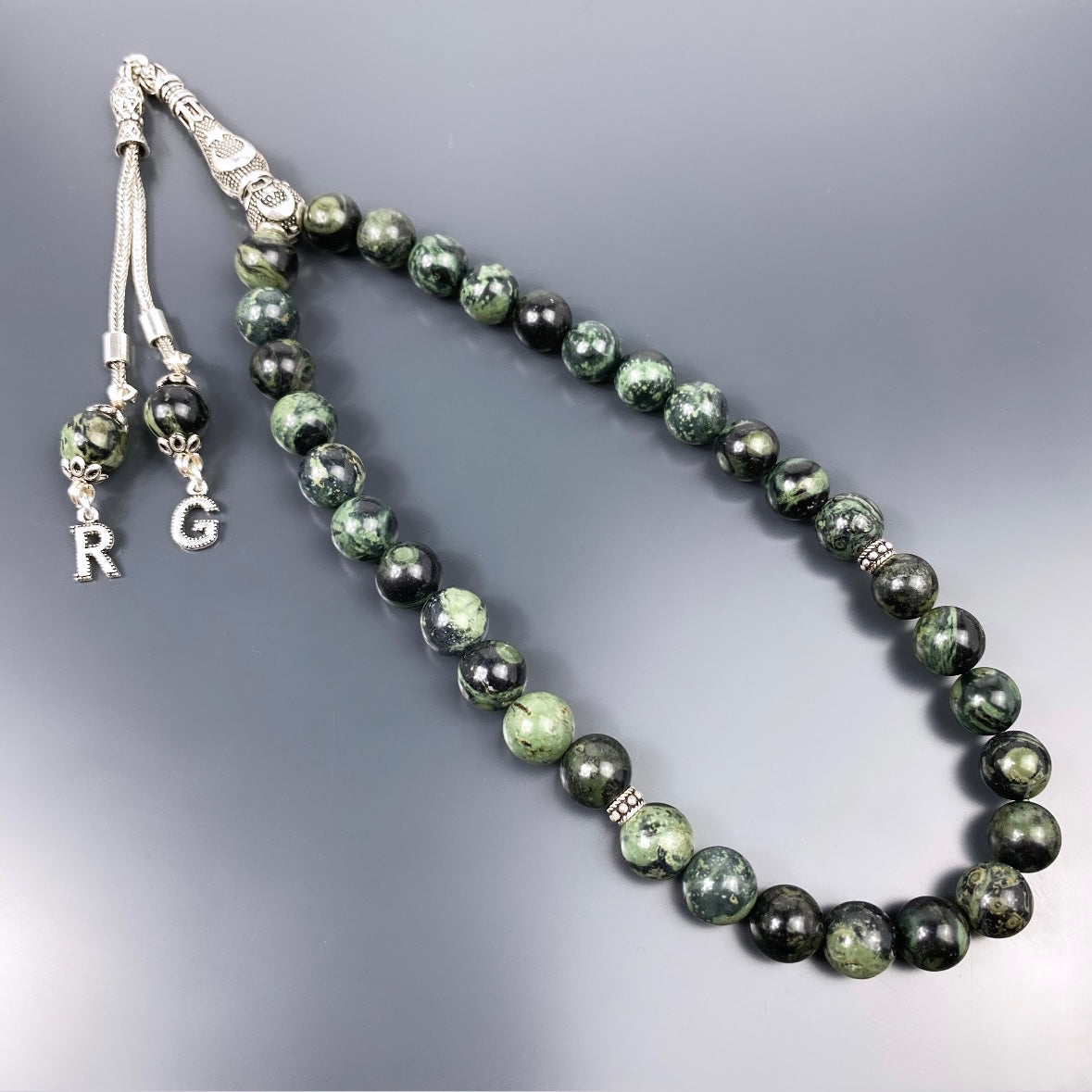 Tesbih Jaspis 925 Silber mit 2 Buchstaben