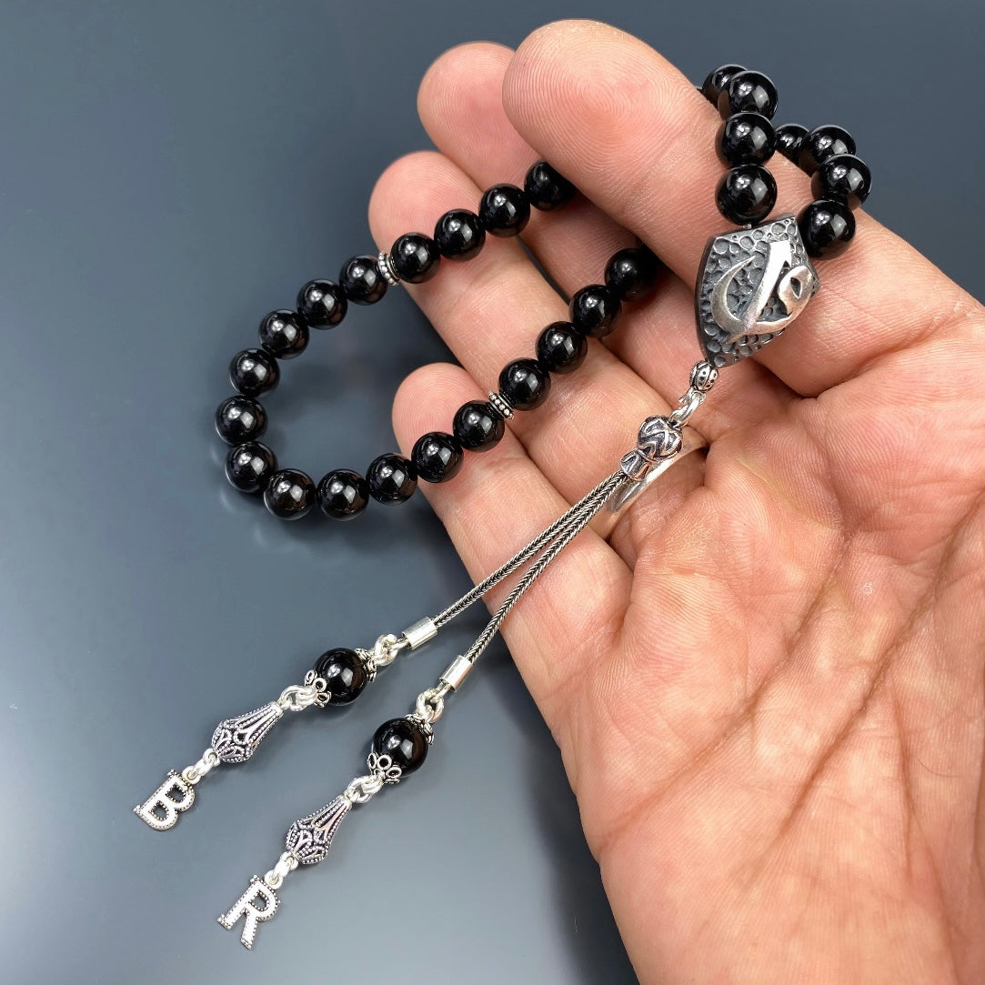 Tesbih Naturstein Onyx Glanz Özel Gümüs Vav Elif Logo