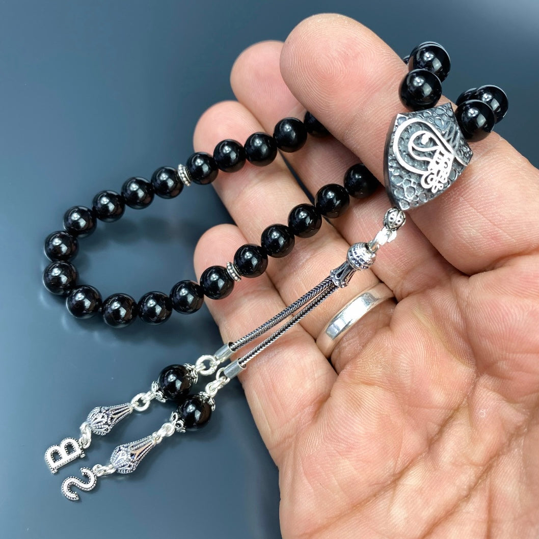 Tesbih Naturstein Onyx Glanz Özel Gümüs Tugra Logo