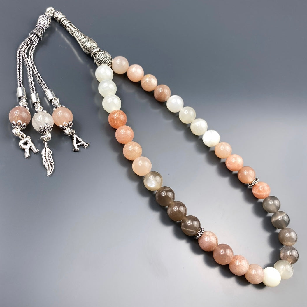 Tesbih Ay Tasi 2 Buchstaben & Logo personalisiert 925 Silber