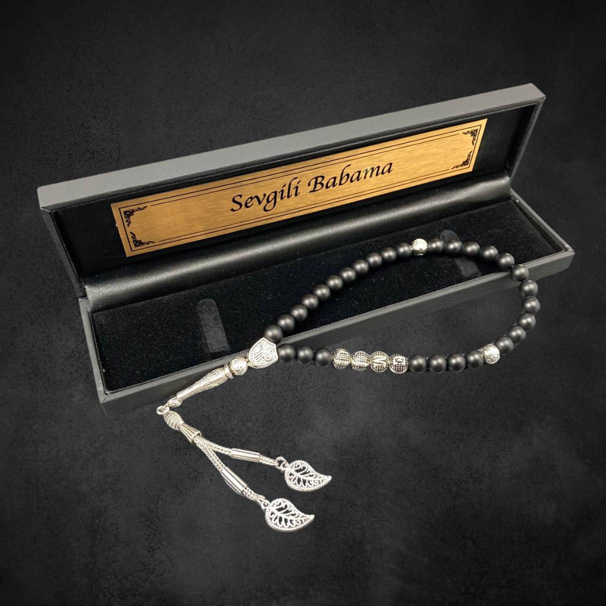 Tesbih mit Namen und Geschenkbox personalisiert mit einem Wunschtext Geschenk etui islamische geschenke perlenkette männerschmuck 