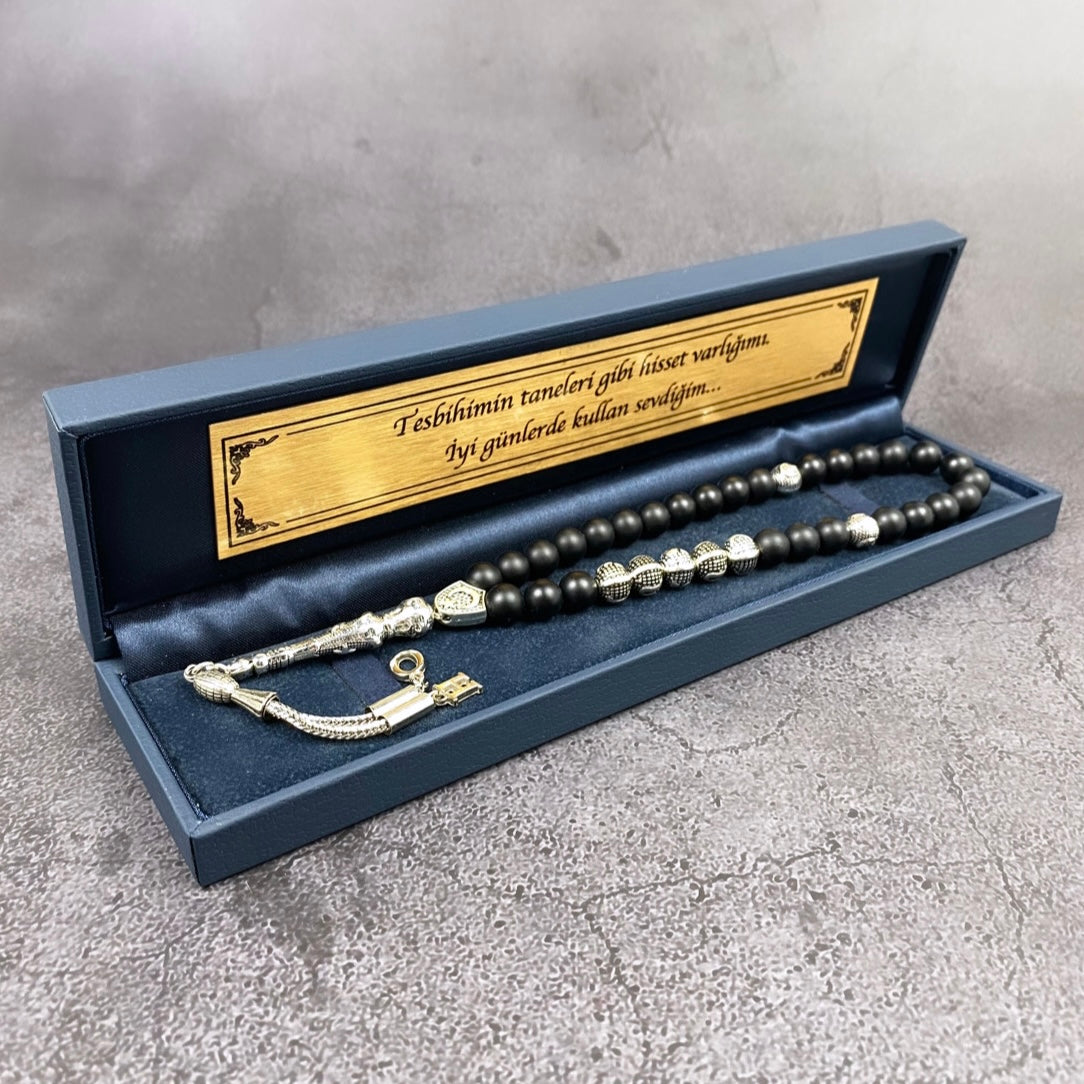 Tesbih mit Namen Blau OLD Box personalisiert