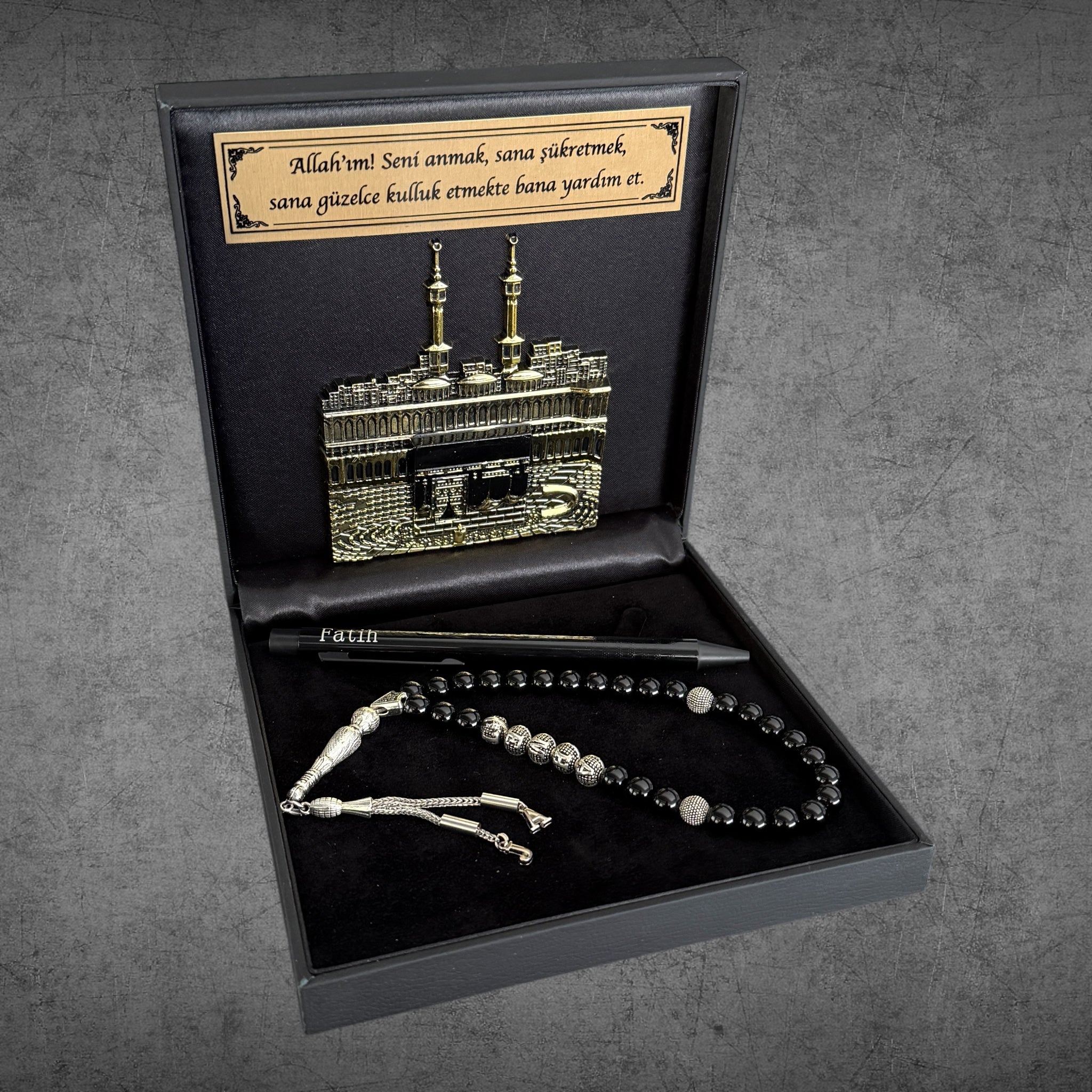 Tesbih mit Namen Kabe Logo Black 4eckig Geschenkset