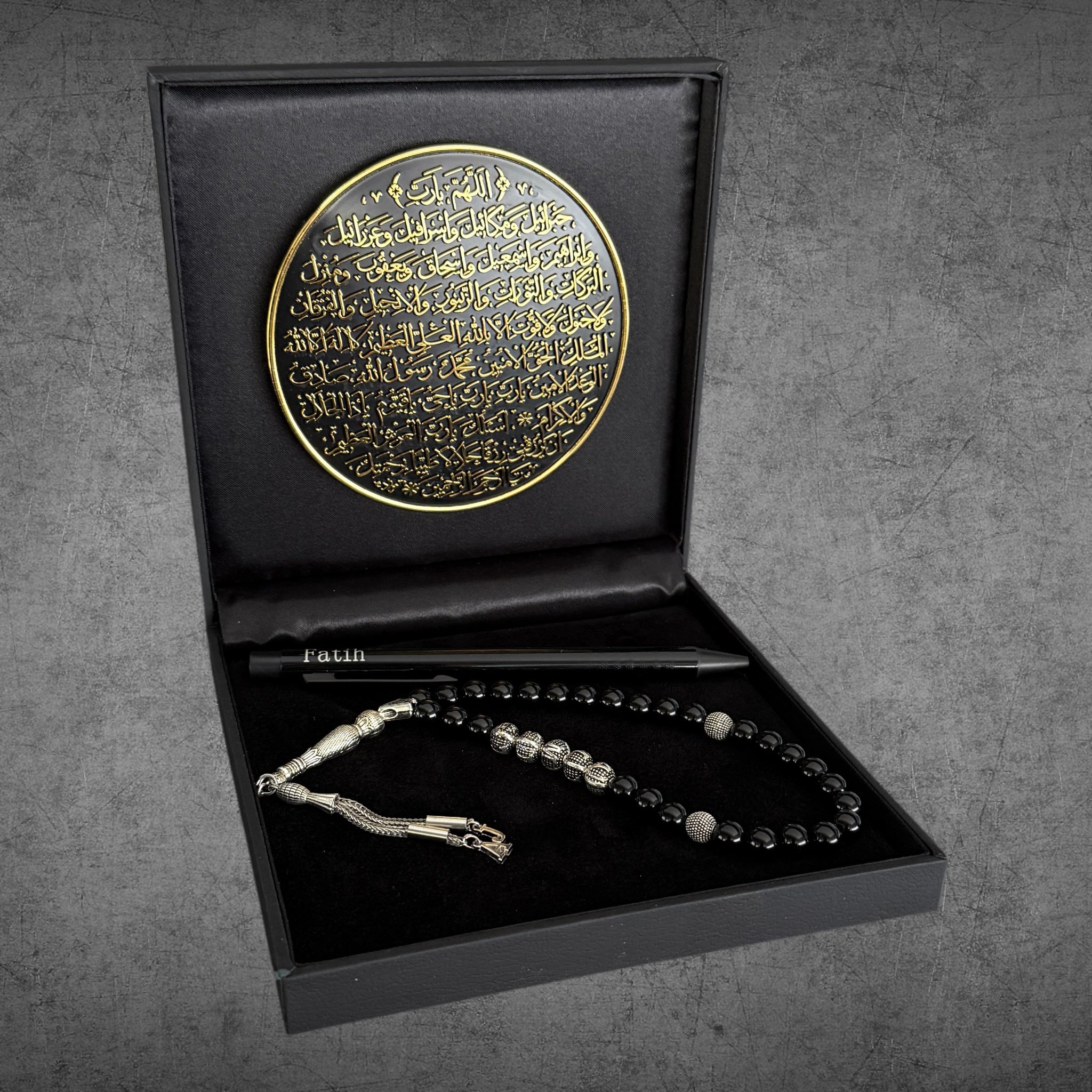 Tesbih mit Namen Bereket Duasi Logo Black 4eckig Geschenkset