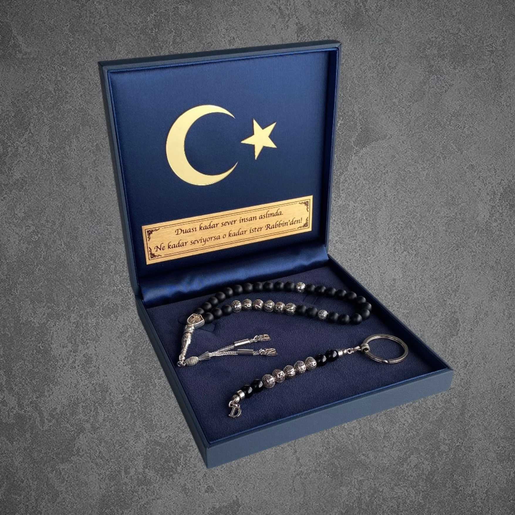 Tesbih mit Namen und Geschenkbox personalisiert mit einem Wunschtext Geschenk etui islamische geschenke perlenkette männerschmuck Kehribar tesbih schlüsselanhänger personalisiert