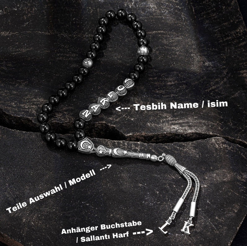 Tesbih mit Namen Black OLD Box FB Logo Wunschtext